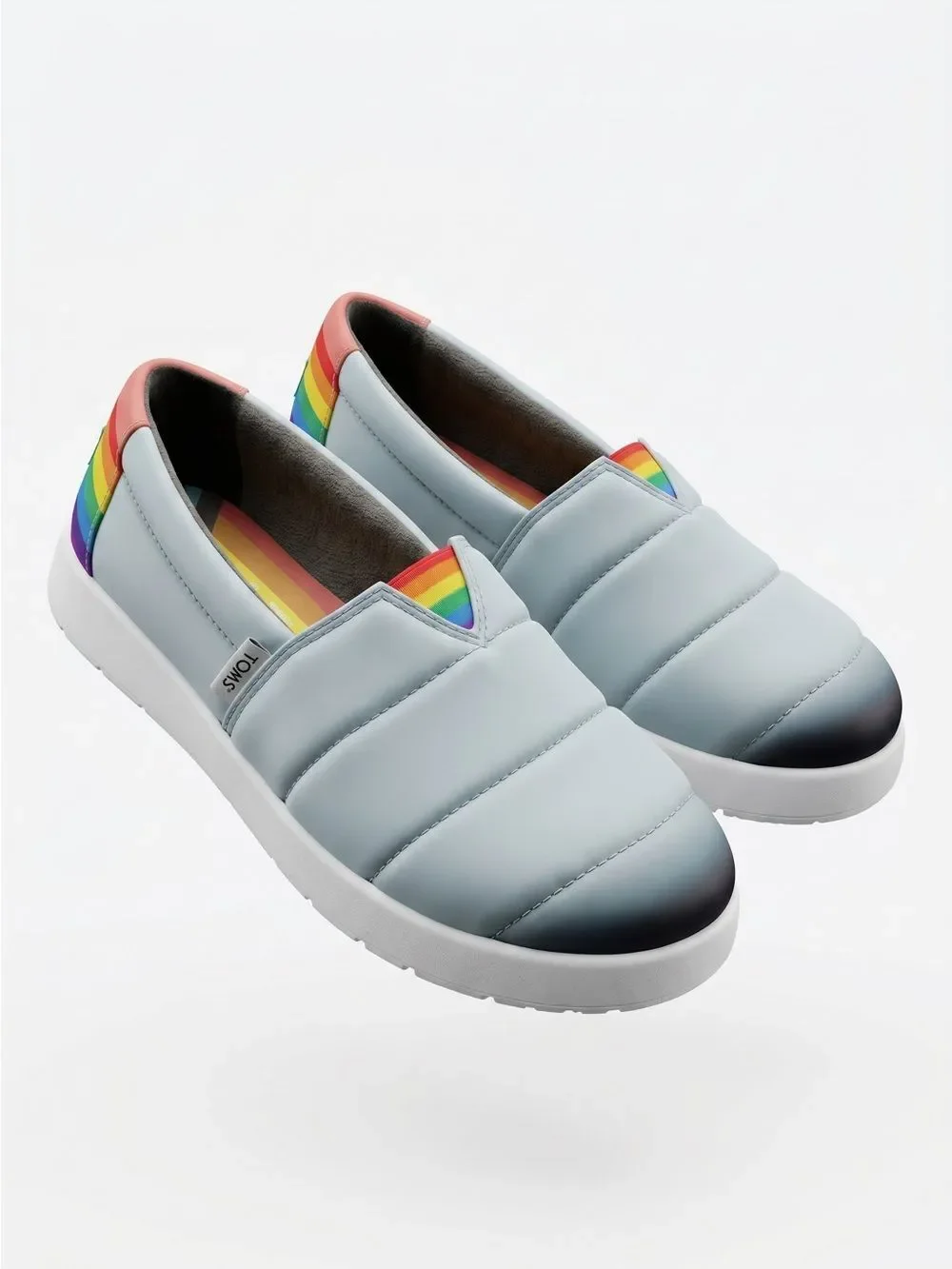 TOMS Mallow Alpargatas Pride Rainbow Silver Metallic 9.5
